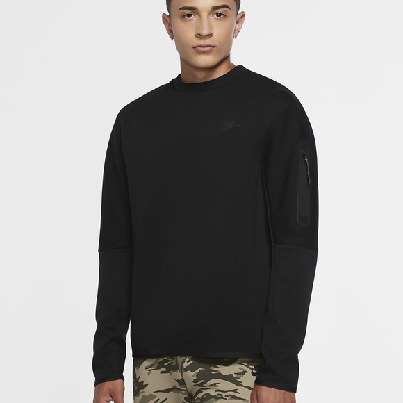 Nike Sportswear Tech Fleece Crew Sweatshirt 'Black- Large - Picture 1 of 16